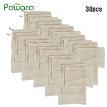 Load image into Gallery viewer, 30pcs 15pcs Reusable Produce Bags Organic Cotton Washable Mesh Bags for Grocery Shopping Fruit Vegetable Organizer Storage Bag