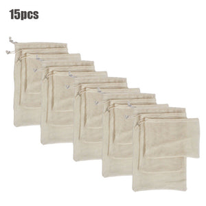 30pcs 15pcs Reusable Produce Bags Organic Cotton Washable Mesh Bags for Grocery Shopping Fruit Vegetable Organizer Storage Bag
