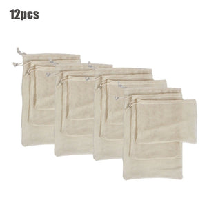 30pcs 15pcs Reusable Produce Bags Organic Cotton Washable Mesh Bags for Grocery Shopping Fruit Vegetable Organizer Storage Bag