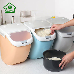 Pawaca 6/10/15Kg Rice Storage Box Sealed Moisture-proof Large Capacity Grain Flour Container Kitchen Rice Storage Box Flip Cover