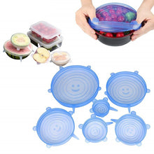 Load image into Gallery viewer, 6 pack Smile Silicone Fresh-keeping Lids Plastic Wrap Bowl Cover Fresh Cover Stretch Cover Elastic Seal Cover