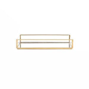 Nordic Retro Storage Tray Gold Rectangle Glass Makeup Organizer Tray Dessert Plate Jewelry Display Home Kitchen Decor